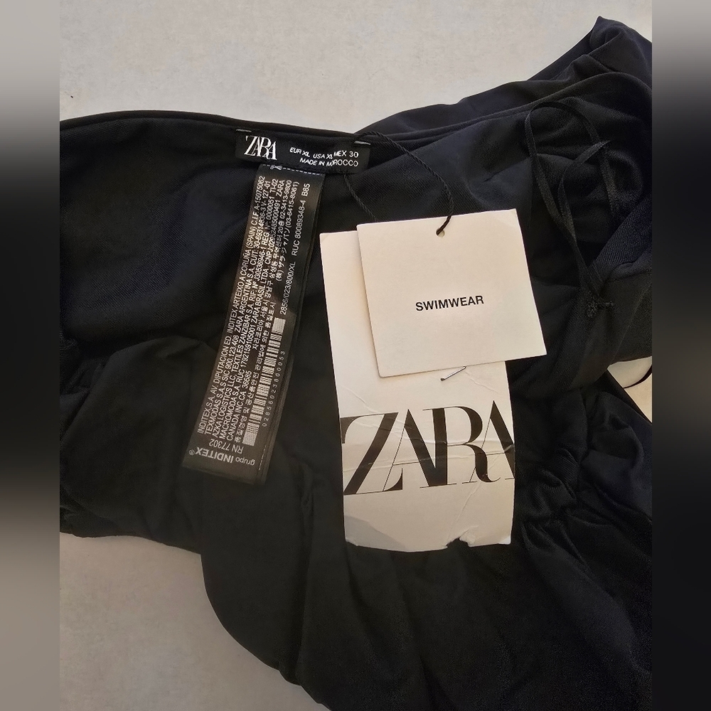NWT Zara Swimsuit One Piece Strapless In Black Size XL - Picture 3 of 7